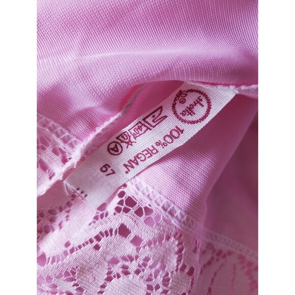 Vintage Pink Lace Lingerie Long Dress Slip Undergarment V-Neck Sleeveless XL - Picture 6 of 6
